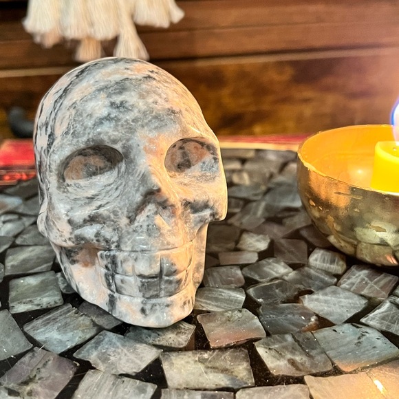 Pink Zebra Jasper Skull